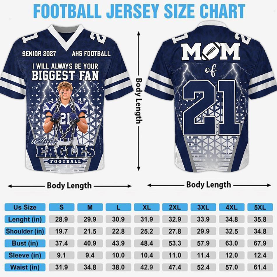 Personalized I Will Always Be Your Biggest Fan Football Jersey Custom Photo For Football Mom Grandma Sport Family H2511 Trna