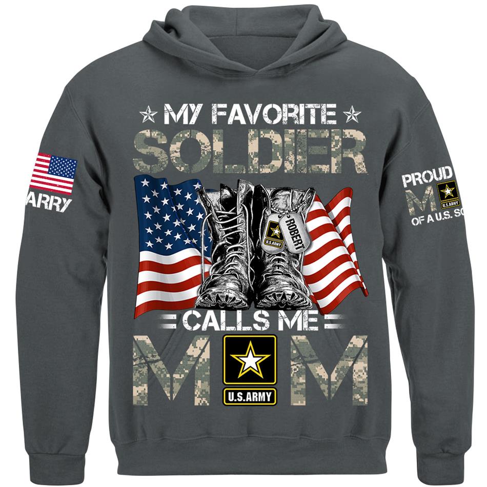 My Favorite Soldier Calls Me Mom Flag Combat Boots Custom Shirt For Proud US Military Mom Dad Shirt H2511 Trna
