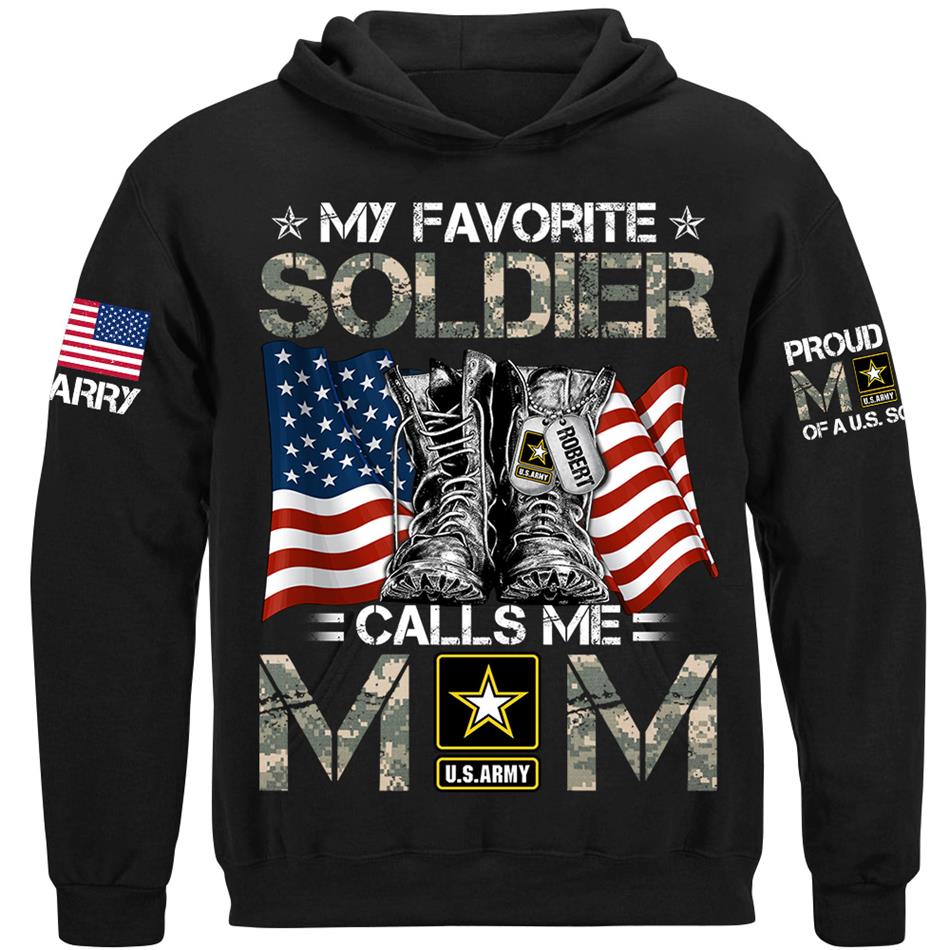 My Favorite Soldier Calls Me Mom Flag Combat Boots Custom Shirt For Proud US Military Mom Dad Shirt H2511 Trna