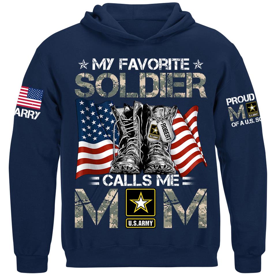 My Favorite Soldier Calls Me Mom Flag Combat Boots Custom Shirt For Proud US Military Mom Dad Shirt H2511 Trna