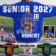 Custom Photo Senior Football Sleeve Print Sweater Hoodie For Mom Dad Family Gameday Shirt H2511 Trna