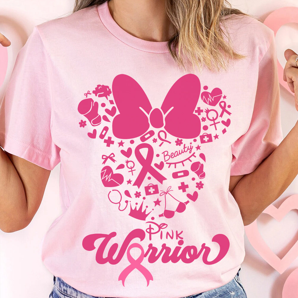 Pink Warrior Breast Cancer Awareness Pink Ribbon Shirt H2511 Trna