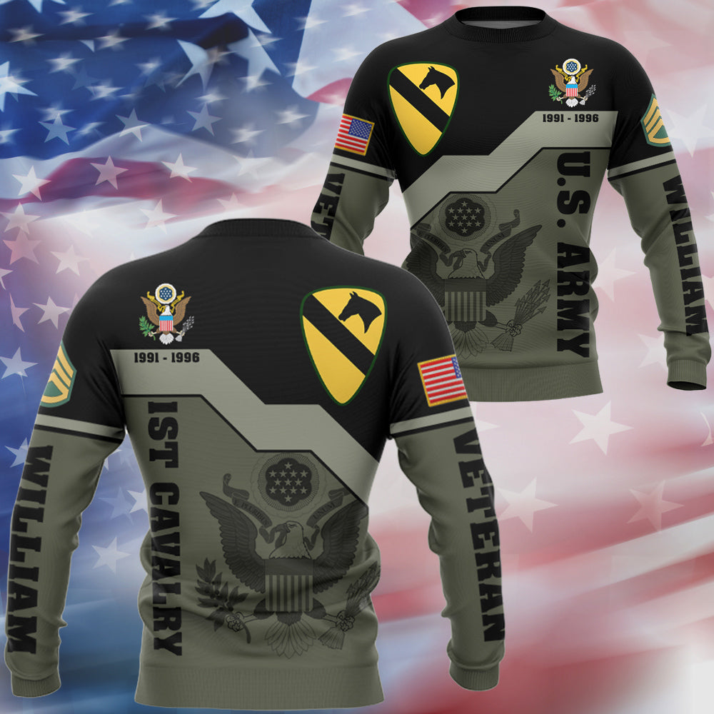 Custom 3D All Over Prints T-Shirt, Personalized Name And Military Logo Gift For Veteran H2511 Do99