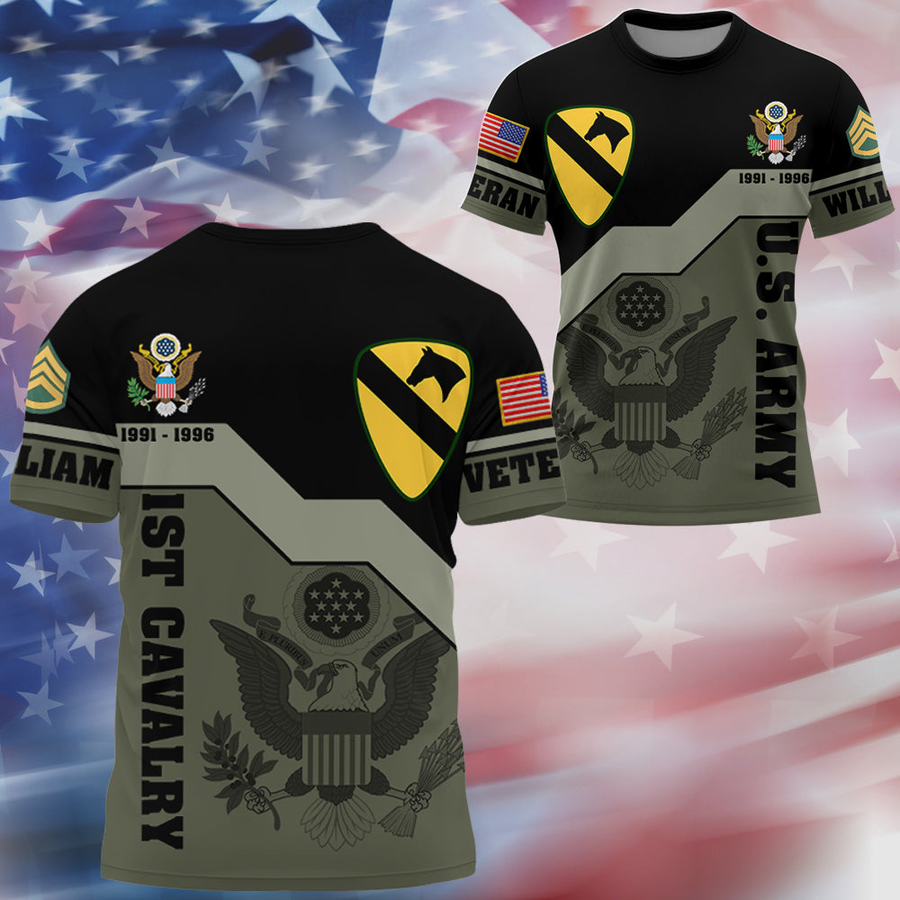 Custom 3D All Over Prints T-Shirt, Personalized Name And Military Logo Gift For Veteran H2511 Do99