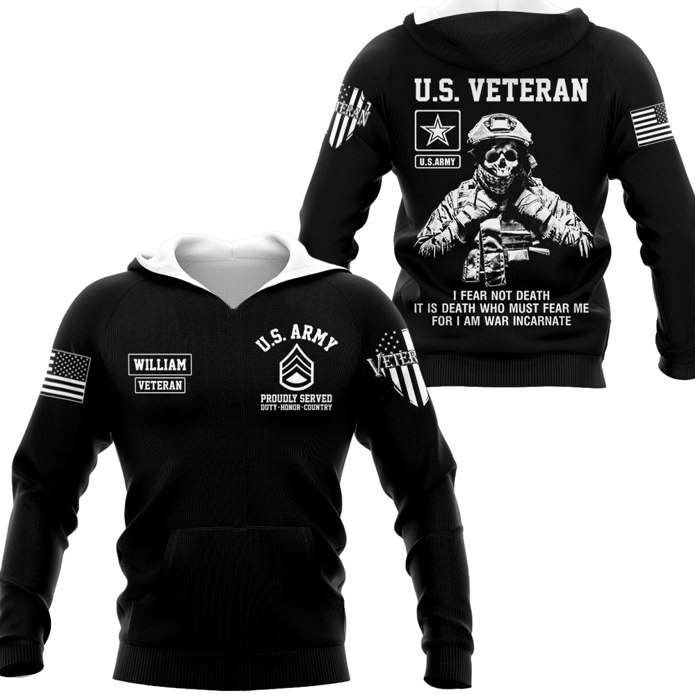 U.S. Veteran I Fear Not Death Personalized All Over Print Shirt For Veteran Custom Branch Name H2511