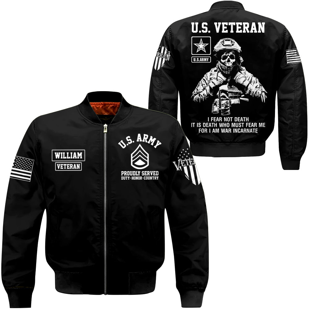 U.S. Veteran I Fear Not Death Personalized All Over Print Shirt For Veteran Custom Branch Name H2511