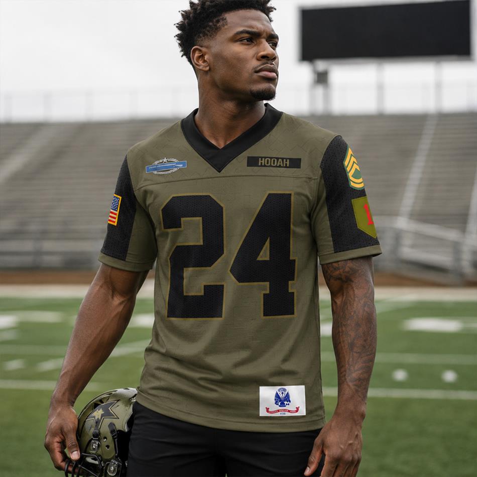 Military Football Jersey Custom Division Rank Badges Gift For Proud US Veterans H2511 Trna