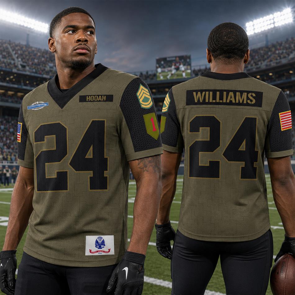 Military Football Jersey Custom Division Rank Badges Gift For Proud US Veterans H2511 Trna