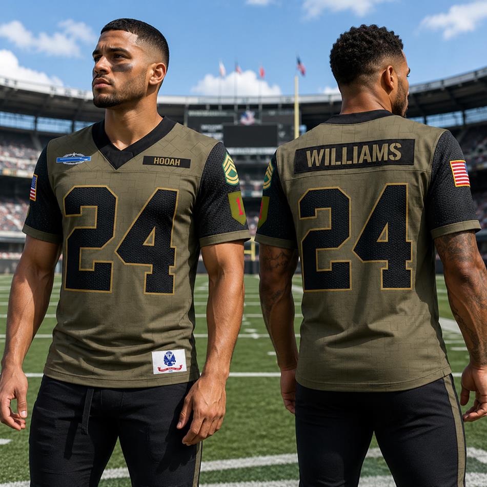 Military Football Jersey Custom Division Rank Badges Gift For Proud US Veterans H2511 Trna