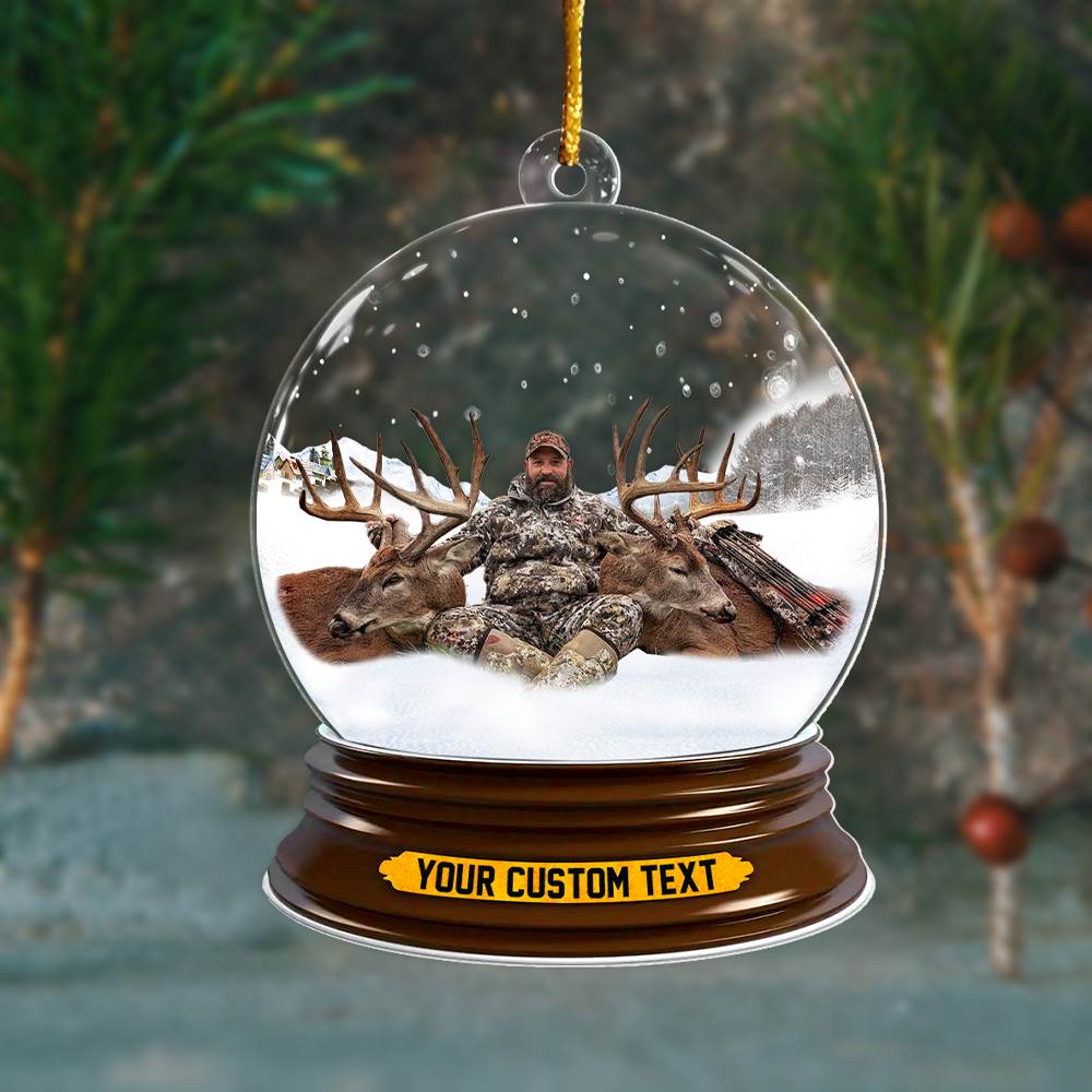 Deer Hunting Best Moments Of The Year In Christmas Snowball Christmas Acrylic Ornament Upload Photo For Hunting Lover H2511