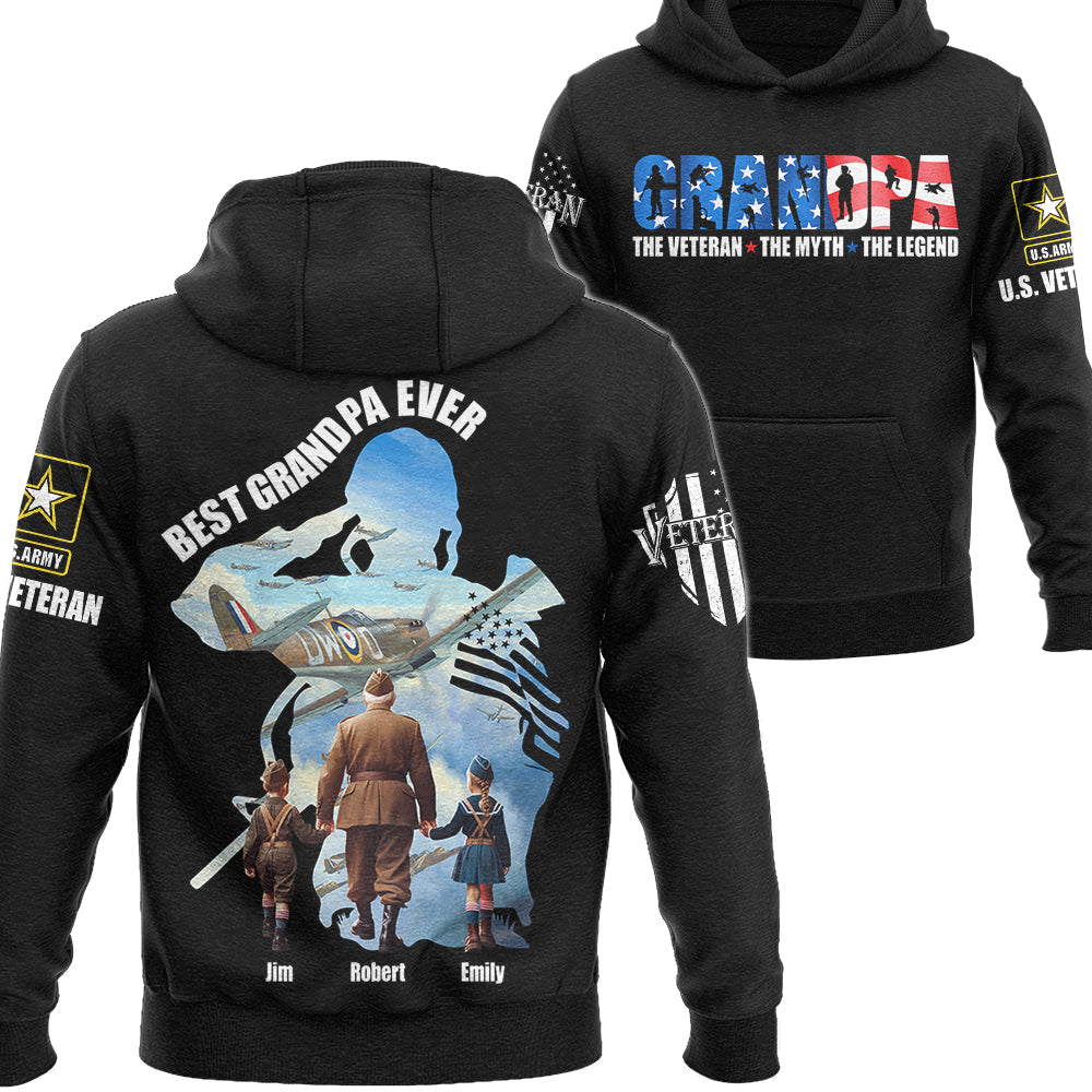 Best Grandpa Ever The Veteran The Myth The Legend Custom All Over Print Shirt For Veteran Dad Grandpa H2511