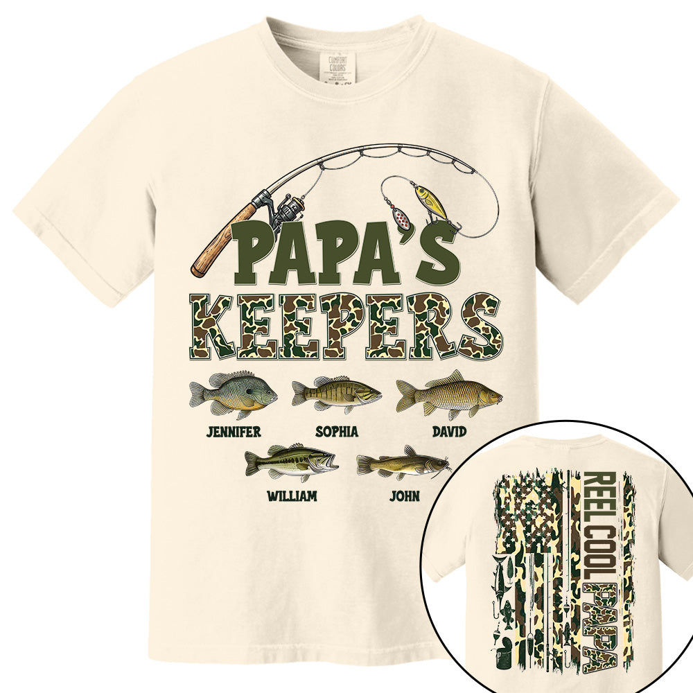 Daddy's Keepers - Personalized Vintage Shirt For Fishing Family - Gifts For Dad NA04 VH01