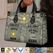 Proud Army Mom My Son My Hero Custom Camouflage Leather Handbag Gift For US Army Mom Wife Grandma Sister... Military Gift H2511 Trna