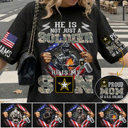 He Is Not Just A Soldier He Is My Son Proud Mom of a US Soldier Ripped Flag Custom Shirt For Proud Army Mom Dad Sister Family Members Shirt H2511 Trna