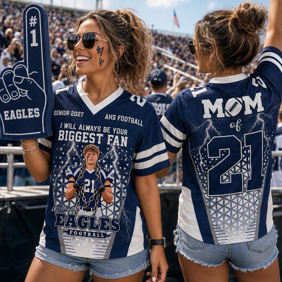 Personalized I Will Always Be Your Biggest Fan Football Jersey Custom Photo For Football Mom Grandma Sport Family H2511 Trna