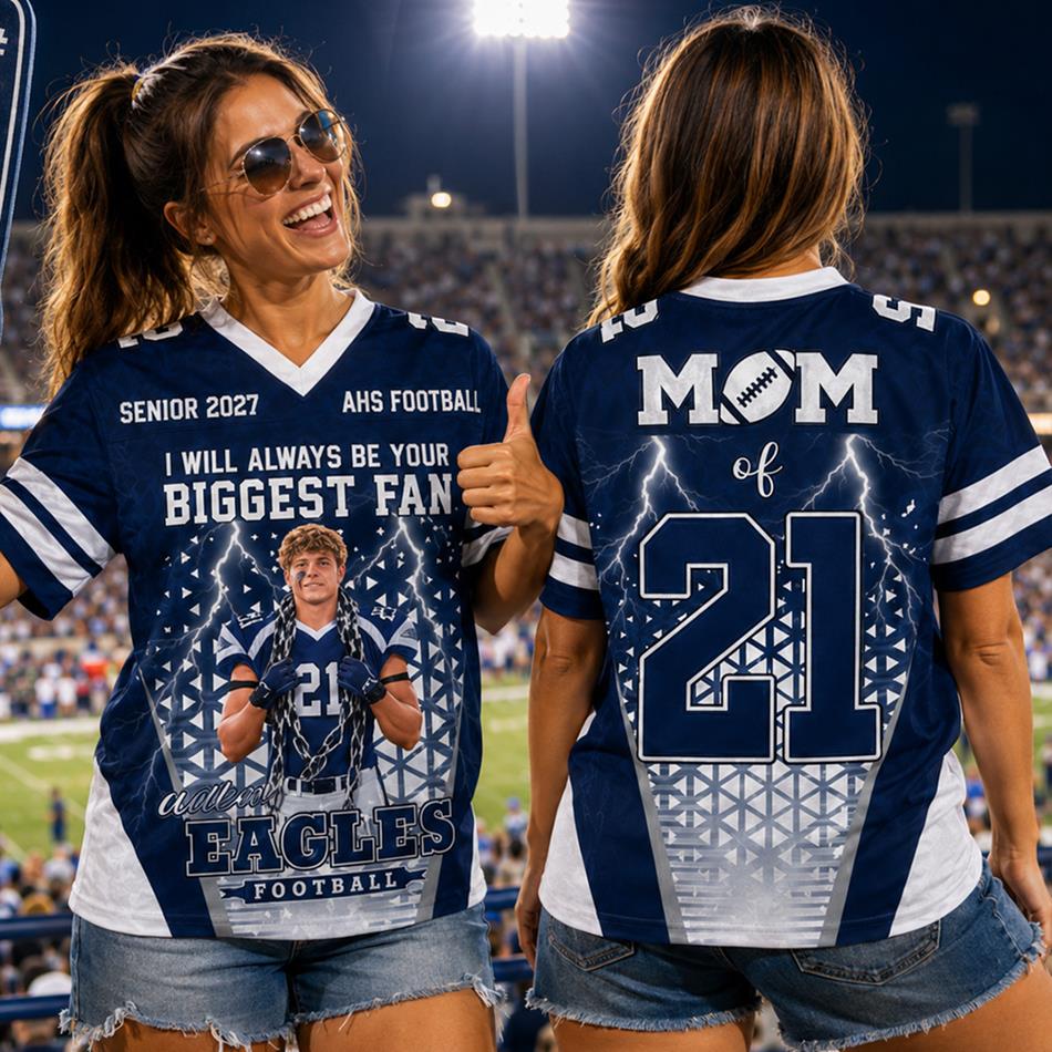 Personalized I Will Always Be Your Biggest Fan Football Jersey Custom Photo For Football Mom Grandma Sport Family H2511 Trna