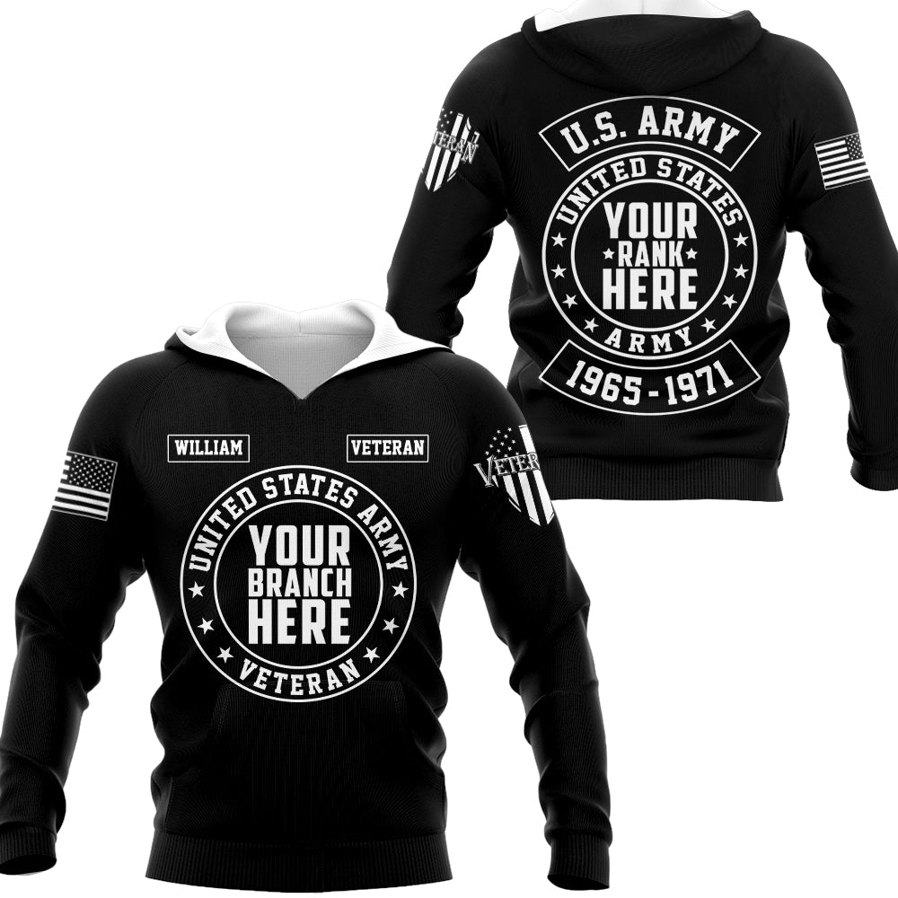 Custom US Military Veteran Back Patch Personalized All Over Print Shirt for Veteran H2511
