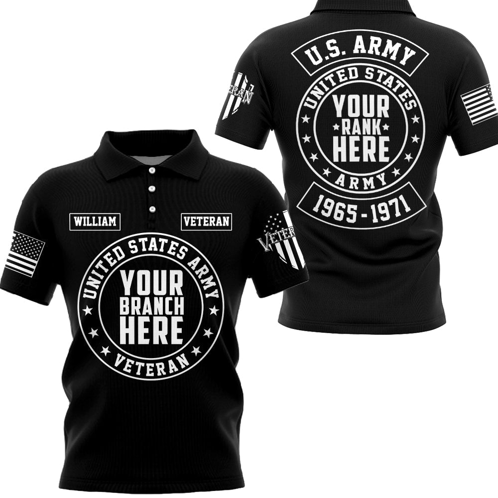 Custom US Military Veteran Back Patch Personalized All Over Print Shirt for Veteran H2511
