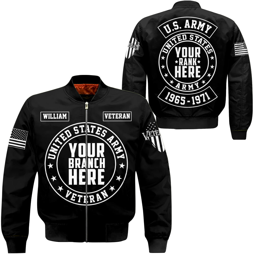 Custom US Military Veteran Back Patch Personalized All Over Print Shirt for Veteran H2511