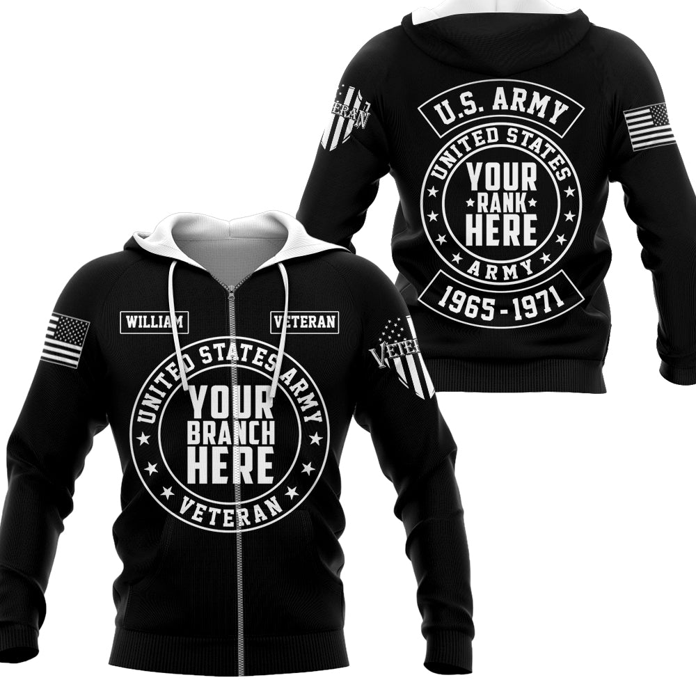 Custom US Military Veteran Back Patch Personalized All Over Print Shirt for Veteran H2511