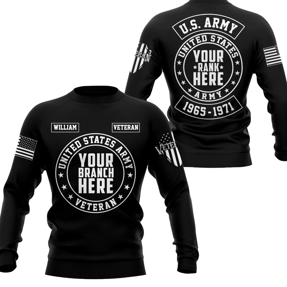 Custom US Military Veteran Back Patch Personalized All Over Print Shirt for Veteran H2511