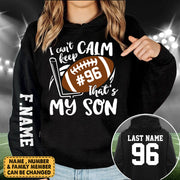 Personalized Shirt I Can't Keep Calm That's My Son All Over Print Shirt For Football Mom Grandma Sport Game Day Shirt H2511