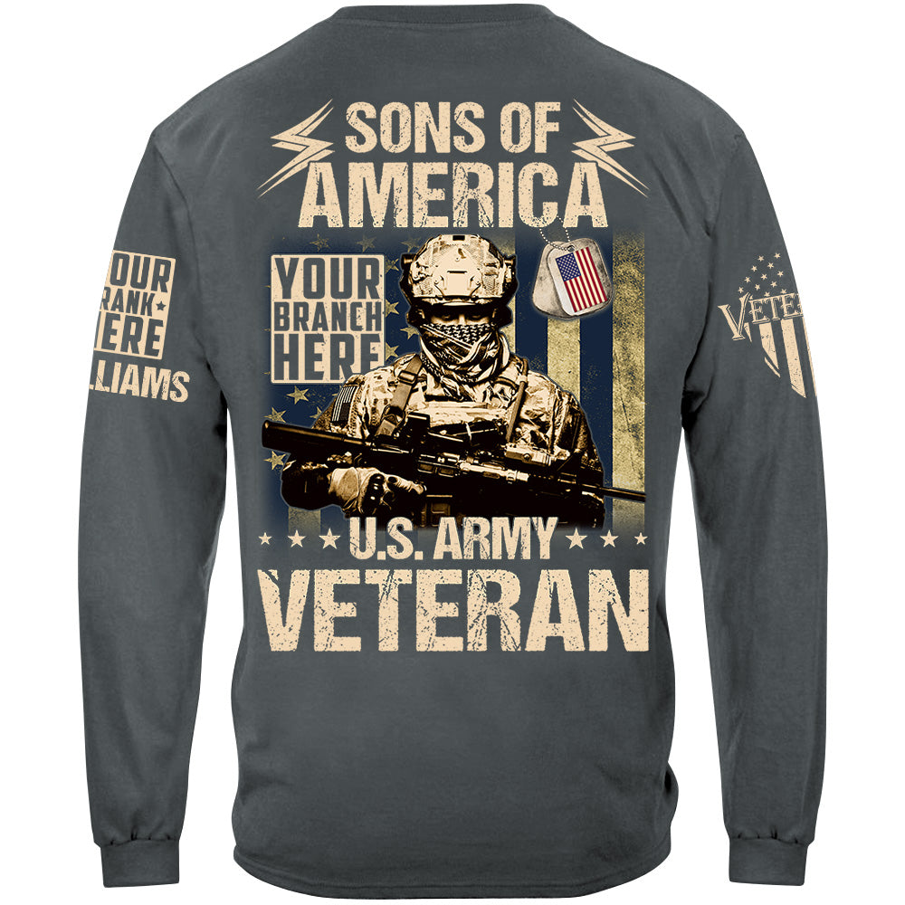 Sons Of America US Veteran Custom All Branches Shirt For Veteran Dad Grandpa H2511