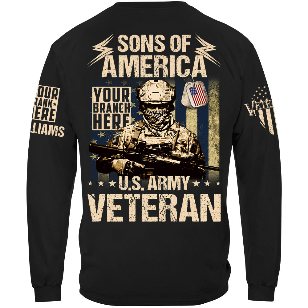 Sons Of America US Veteran Custom All Branches Shirt For Veteran Dad Grandpa H2511