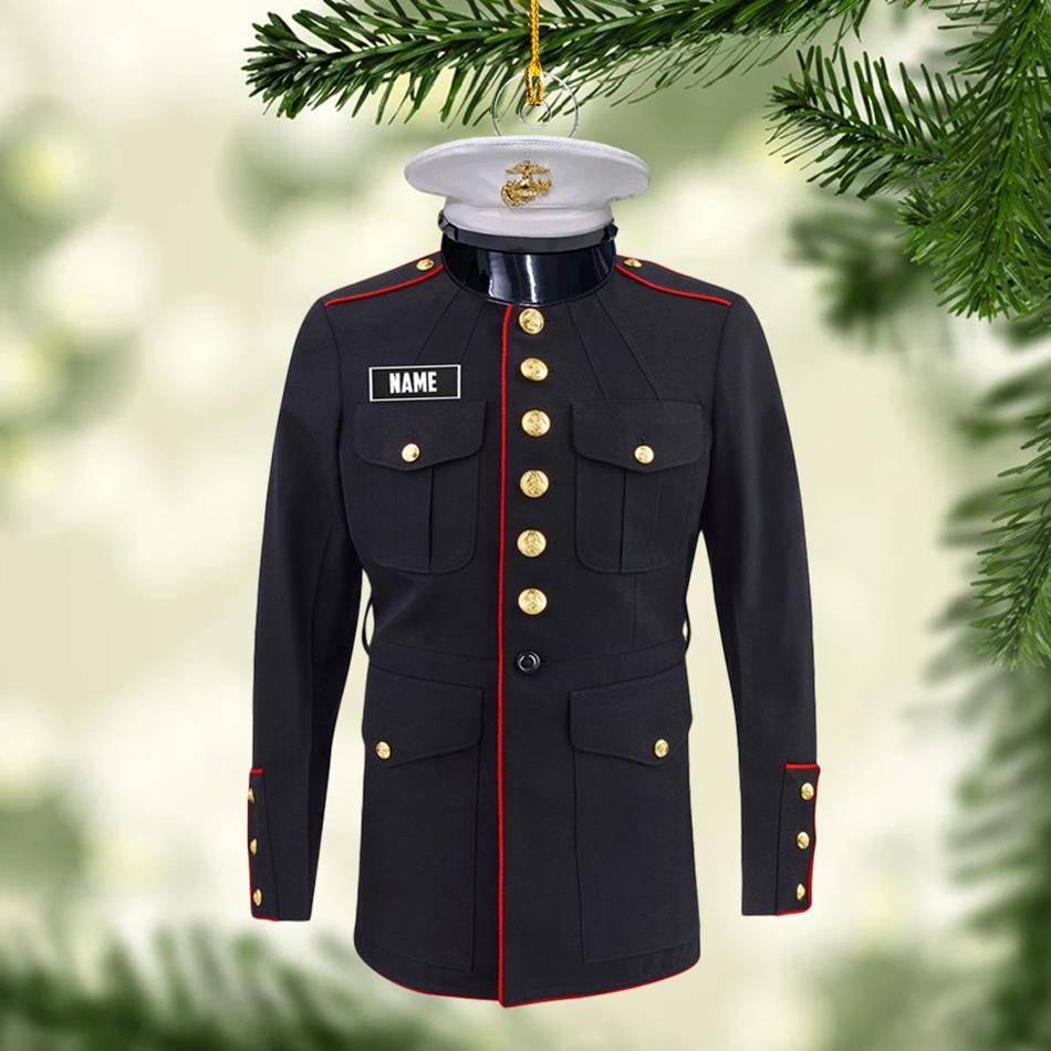 US Military Dress Blue Custom Christmas Ornament Gift For US Military Veteran Proudly Served Uniform Ornament H2511 Trna