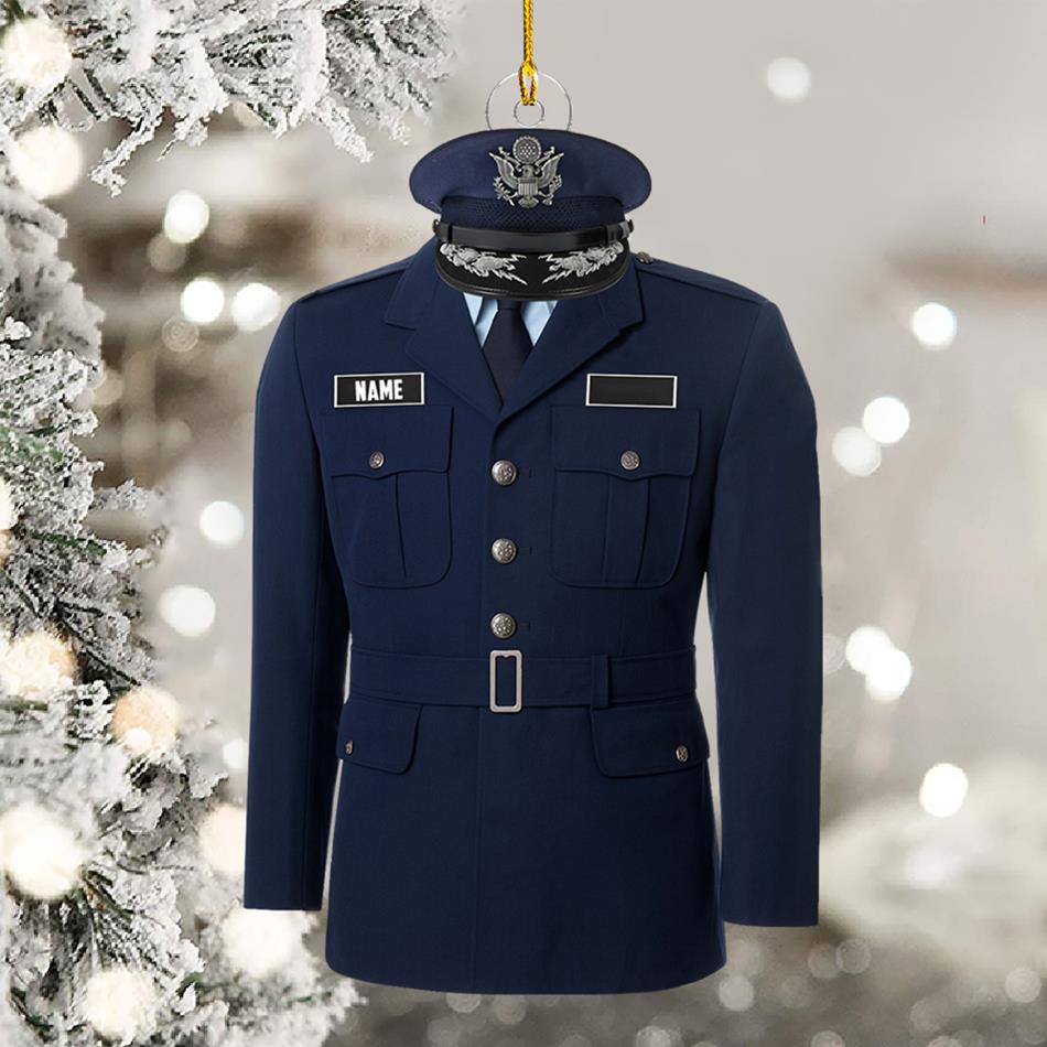 US Military Dress Blue Custom Christmas Ornament Gift For US Military Veteran Proudly Served Uniform Ornament H2511 Trna