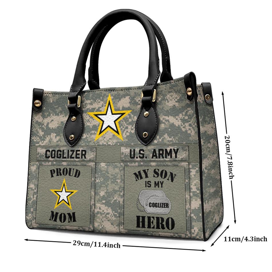 Proud Army Mom My Son My Hero Custom Camouflage Leather Handbag Gift For US Army Mom Wife Grandma Sister... Military Gift H2511 Trna