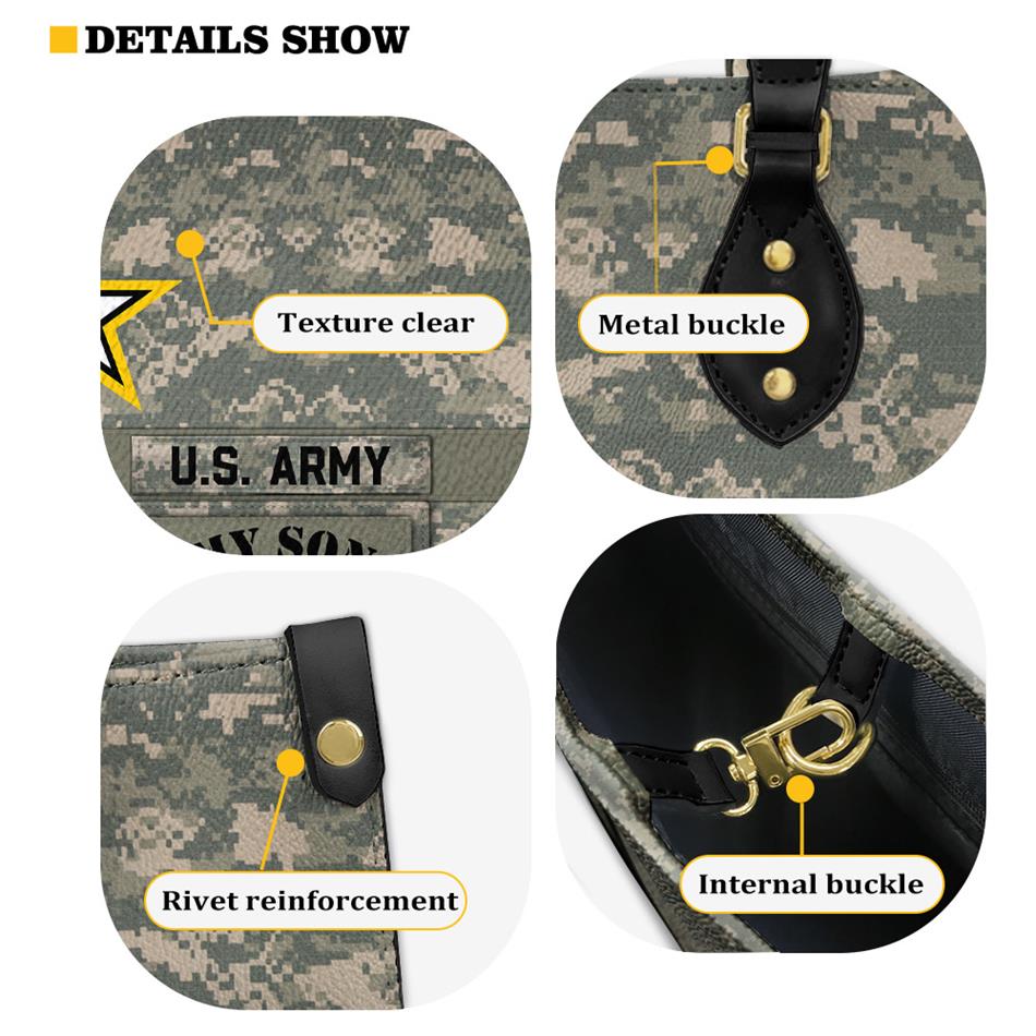 Proud Army Mom My Son My Hero Custom Camouflage Leather Handbag Gift For US Army Mom Wife Grandma Sister... Military Gift H2511 Trna