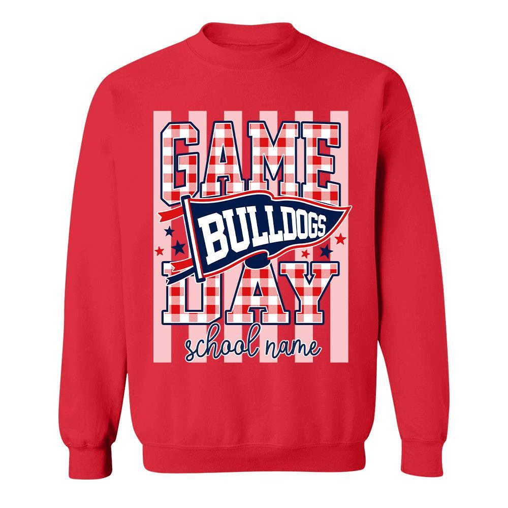 Game Day Striped School Mascot Shirt, Personalized Football School Spirit, Gifts For Teacher Student MI209 Hv01