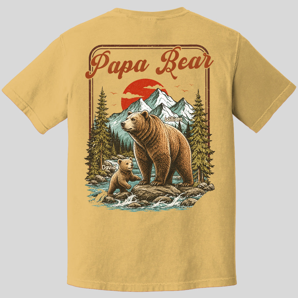 Personalized Papa Bear T-Shirt Father Day Gifts for Dad Funny Papa Tshirt Cool Daddy Bear Vintage Retro Shirt for Men Pt99