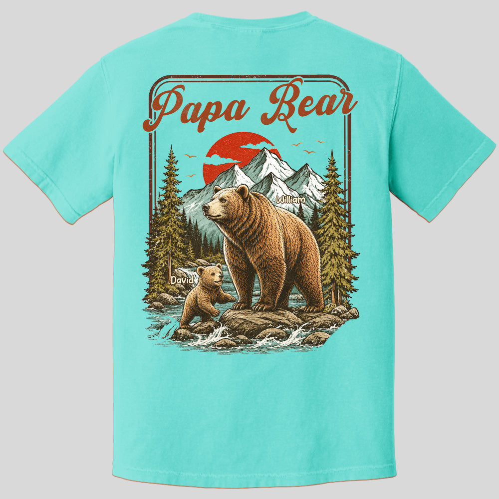 Personalized Papa Bear T-Shirt Father Day Gifts for Dad Funny Papa Tshirt Cool Daddy Bear Vintage Retro Shirt for Men Pt99