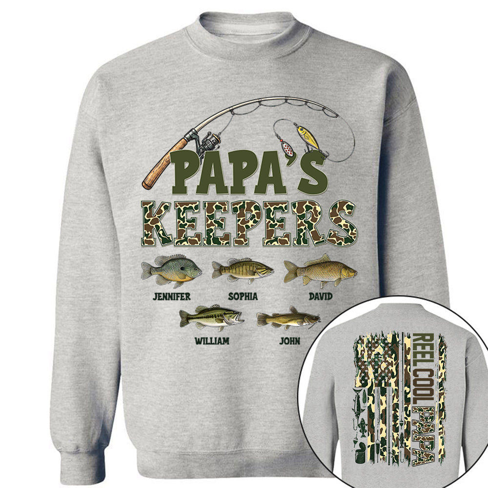 Daddy's Keepers - Personalized Vintage Shirt For Fishing Family - Gifts For Dad NA04 VH01