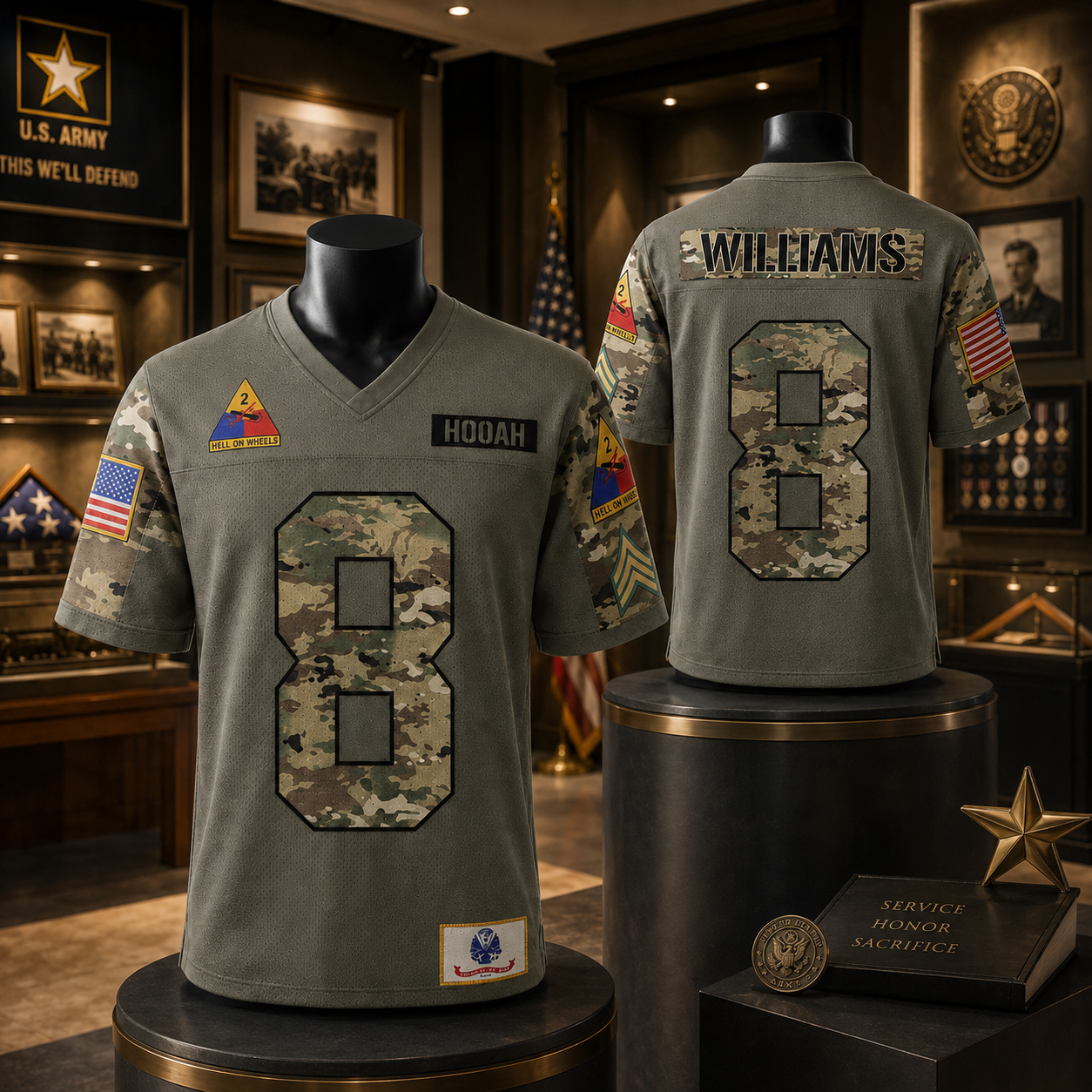 Personalized Football Jersey Military Shirt Custom Camouflage Gift For Soldier Veteran H2511