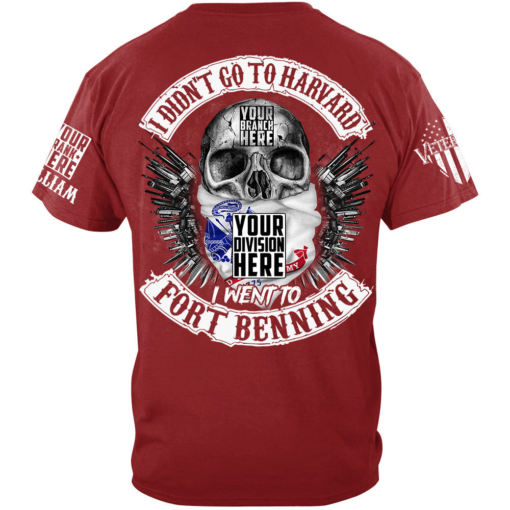 Skull Veteran Shirt I Didn't Go To Harvard I Went To Military Base Custom All Branches Shirt For Veteran H2511