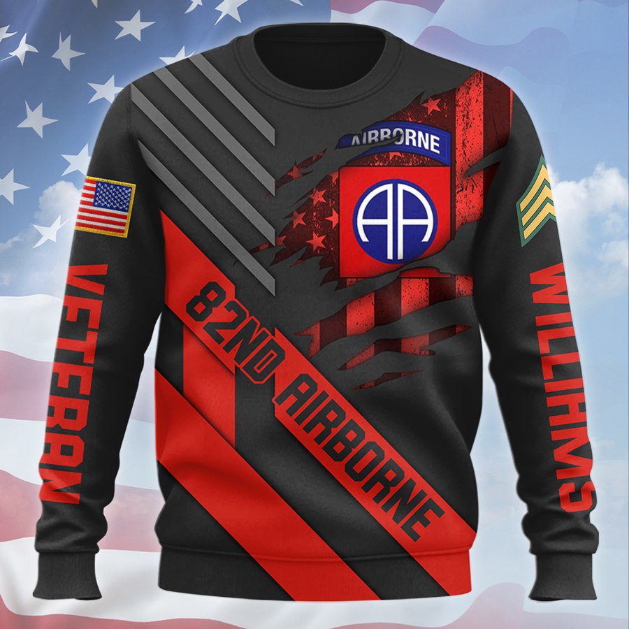 Custom 3D All Over Prints T-Shirt, Personalized Name And Military Division Logo For Veteran H2511 Trna