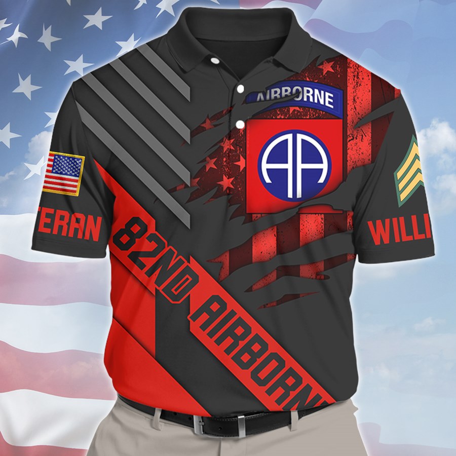 Custom 3D All Over Prints T-Shirt, Personalized Name And Military Division Logo For Veteran H2511 Trna