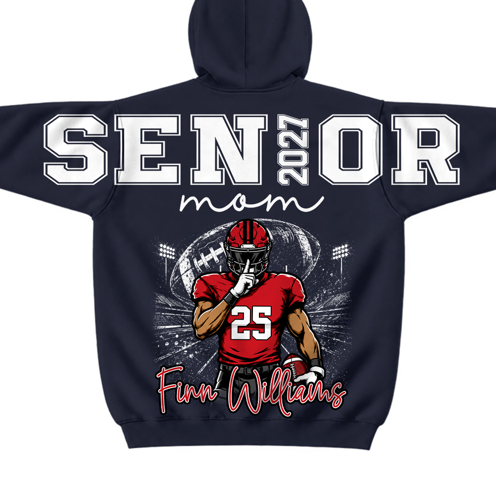 Custom 2027 Senior Football Mom Sweatshirt, Sports Mama Hoodie For Football Lovers L0411 Hv01