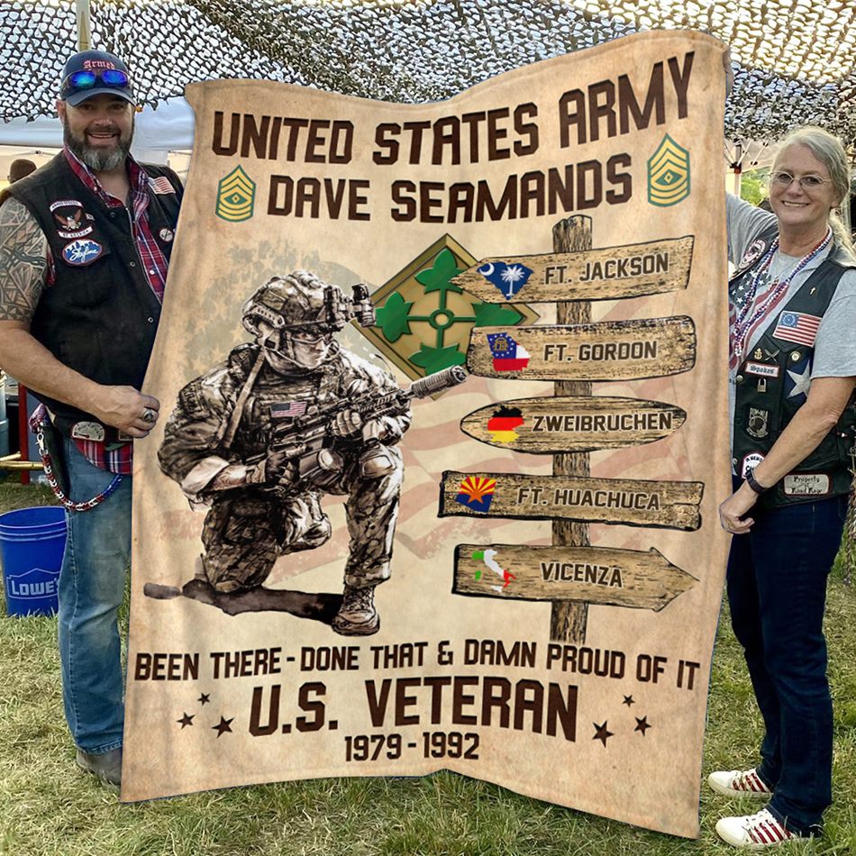 US Military World Tour Blanket Vr3 Been There Done That Proud Of It US Veteran Custom Division Blanket For Veteran H2511