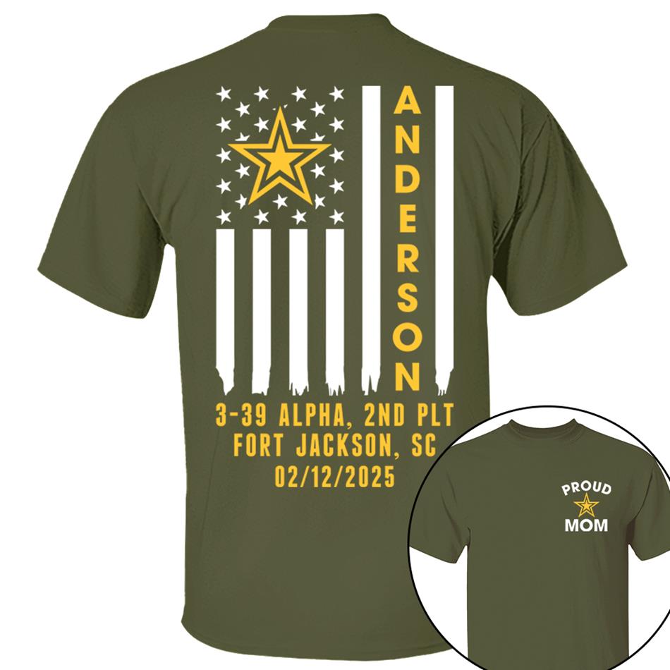 Family Bootcamp Graduation Personalized Shirts For Army Family Boot Camp Graduation Shirts, Flag with Soldier Name H2511 Trna