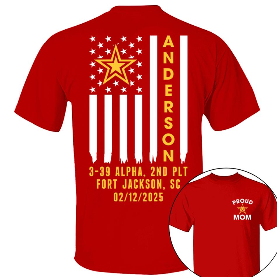 Family Bootcamp Graduation Personalized Shirts For Army Family Boot Camp Graduation Shirts, Flag with Soldier Name H2511 Trna