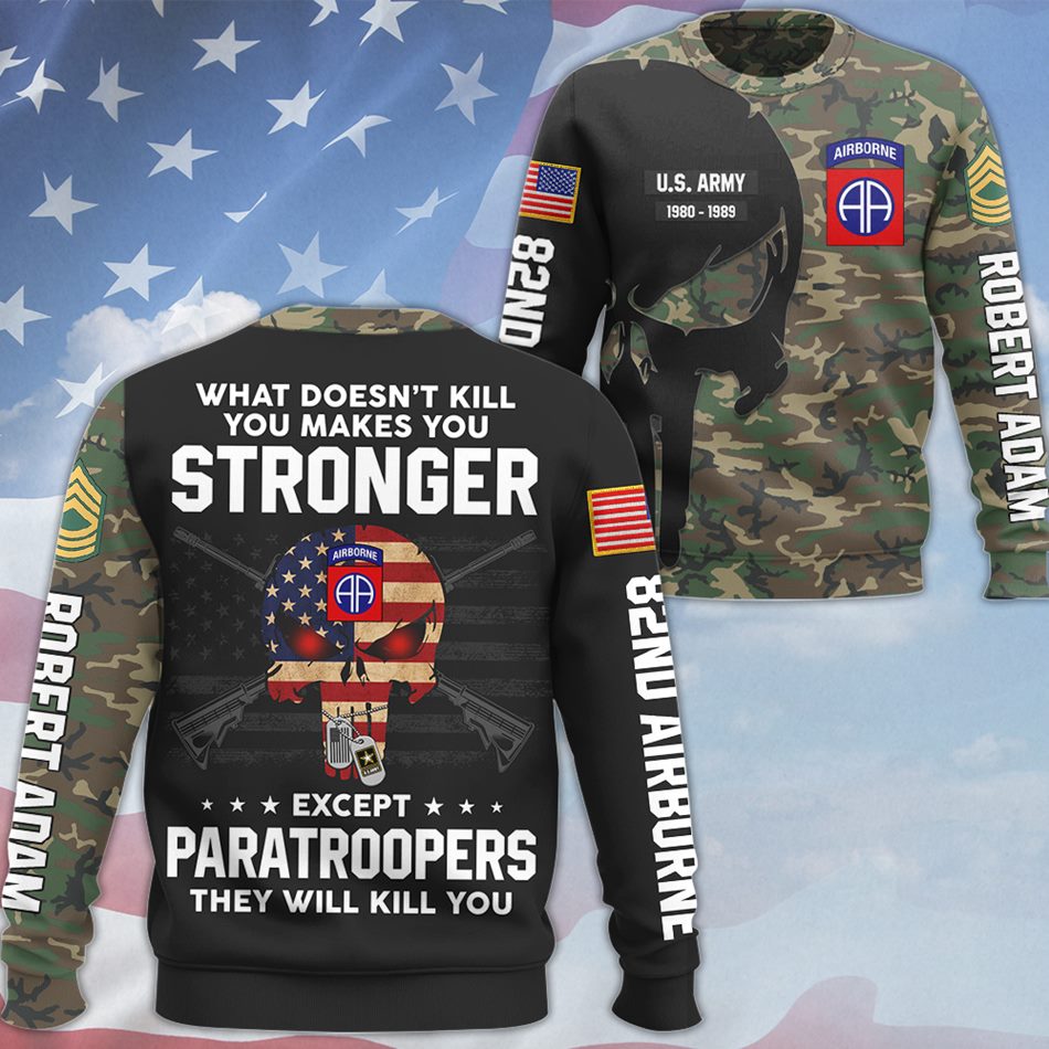 Camo Skull All Over Print Hoodie for Veteran Dad Grandpa Custom All Branches Division Unit Hoodie H2511 Trna