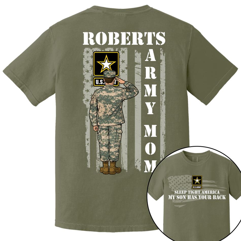 Sleep Tight America My Son Has Your Back Proud Army Mom Custom Shirt For Military Mom Dad Grandma Sister Hoodie H2511