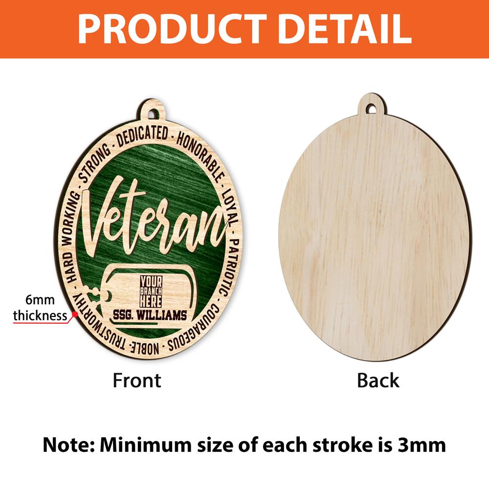 Personalized Christmas Gift For Military Veterans - 2 Layered Wooden Ornament H2511