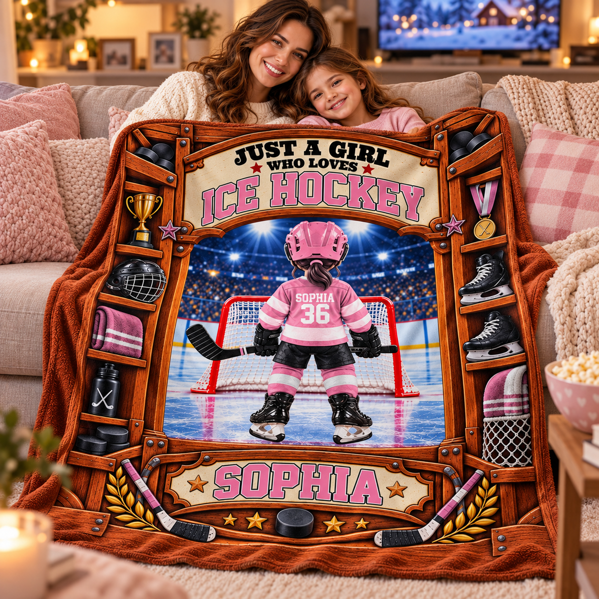 Custom Just A Boy Girl Who Loves Ice Hockey Blanket, Gift For Hockey Lovers L0411 Tm01 KL07