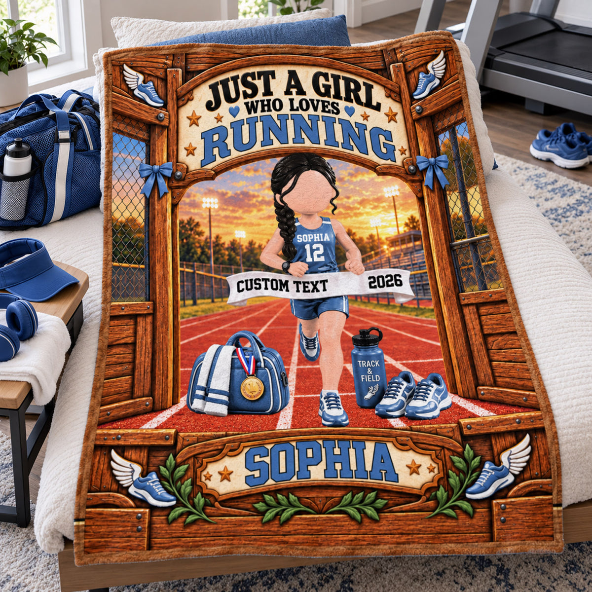 Just A Girl Who Loves Running Blanket, Personalized Running Blanket, Custom Name Running Gift, Gift for Runners Na02 Nh00 KL07
