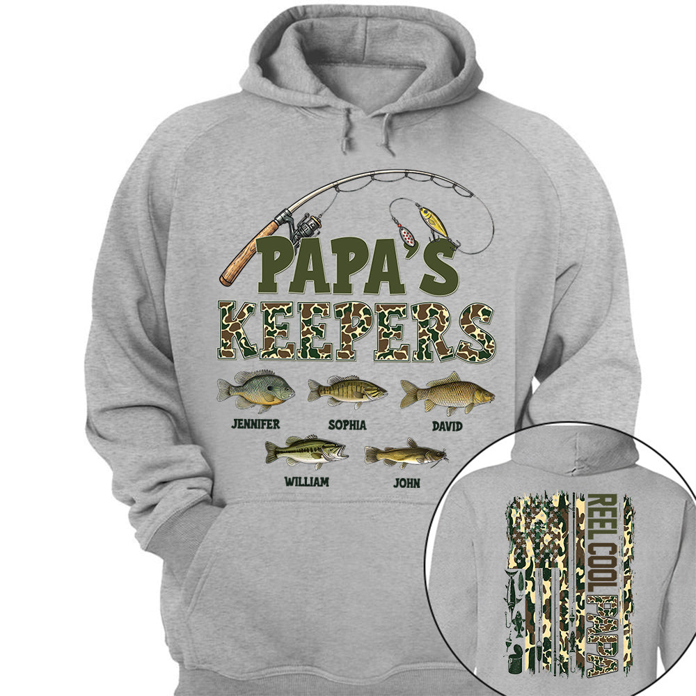 Daddy's Keepers - Personalized Vintage Shirt For Fishing Family - Gifts For Dad NA04 VH01